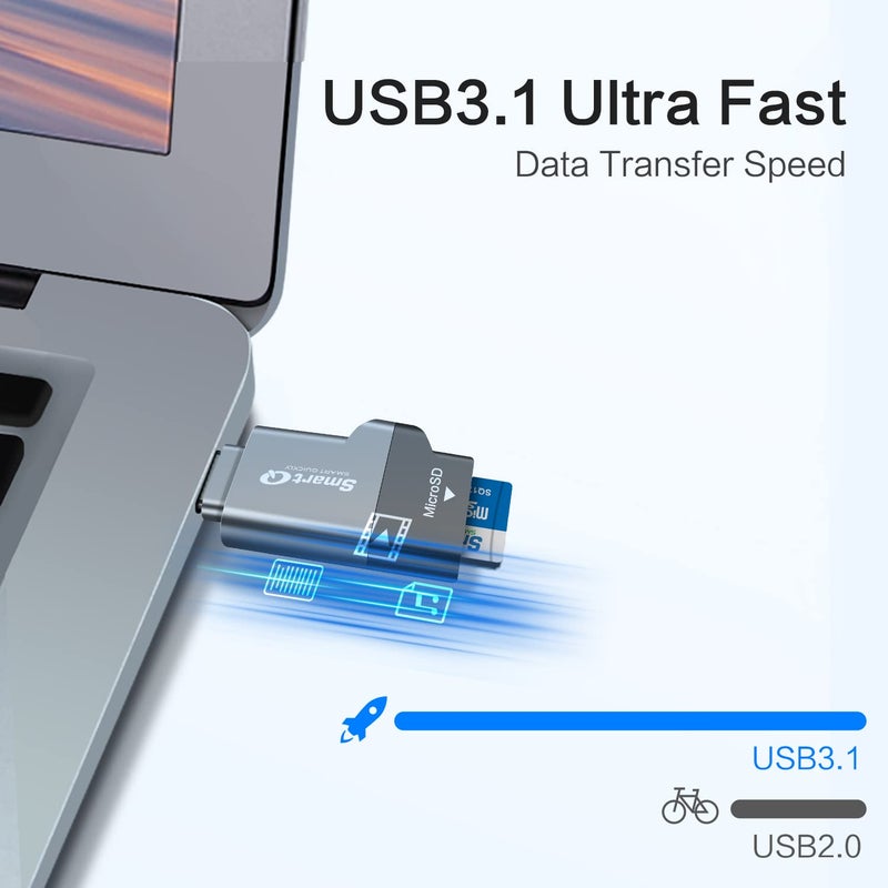 SmartQ C356 Type-C MicroSD Card Reader with USB 3.0 Super Speed Technology, Supports MicroSDXC, MicroSDHC, and MicroSD for Window, Mac OS X and Andriod (Midnight Grey) - Image 5