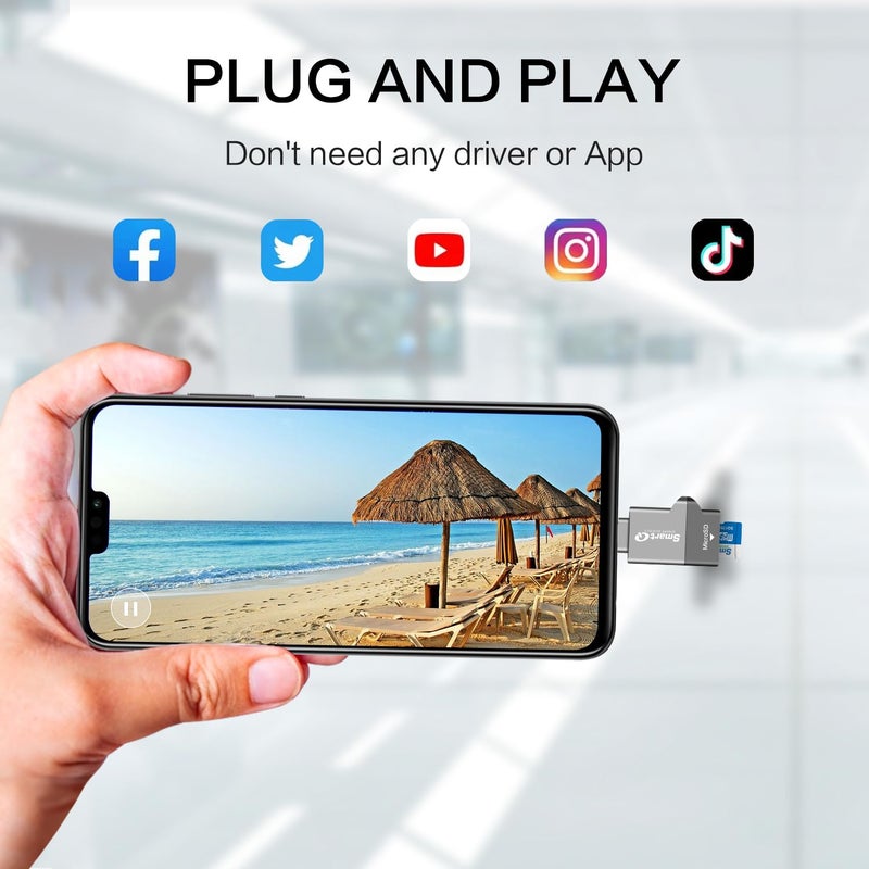 SmartQ C356 Type-C MicroSD Card Reader with USB 3.0 Super Speed Technology, Supports MicroSDXC, MicroSDHC, and MicroSD for Window, Mac OS X and Andriod (Midnight Grey) - Image 3