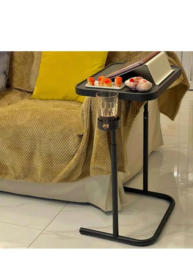 عمودي طاولة كمبيوتر محمول مع حامل الكأس و يميل الجدول المغناطيسي ، قابل للتعديل ارتفاع طاولة كمبيوتر محمول للطلاب للكتابة والقراءة ، طوي طاولة السرير ( أسود )