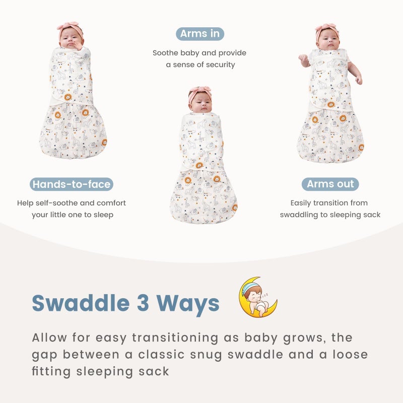 ZIGJOY Sleep Sack Swaddle 1.0 Tog Baby Wearable Blanket 100% Cotton Baby Swaddle Blanket for Newborns 6-12 Months Grey&Line Animal - Image 4