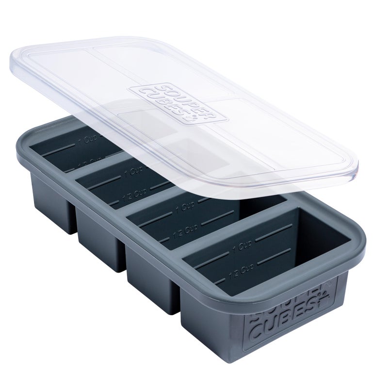 1 Cup Silicone Freezer Tray with Lid  Meal Prep Container  Kitchen Storage Solution Charcoal Silicone Mold