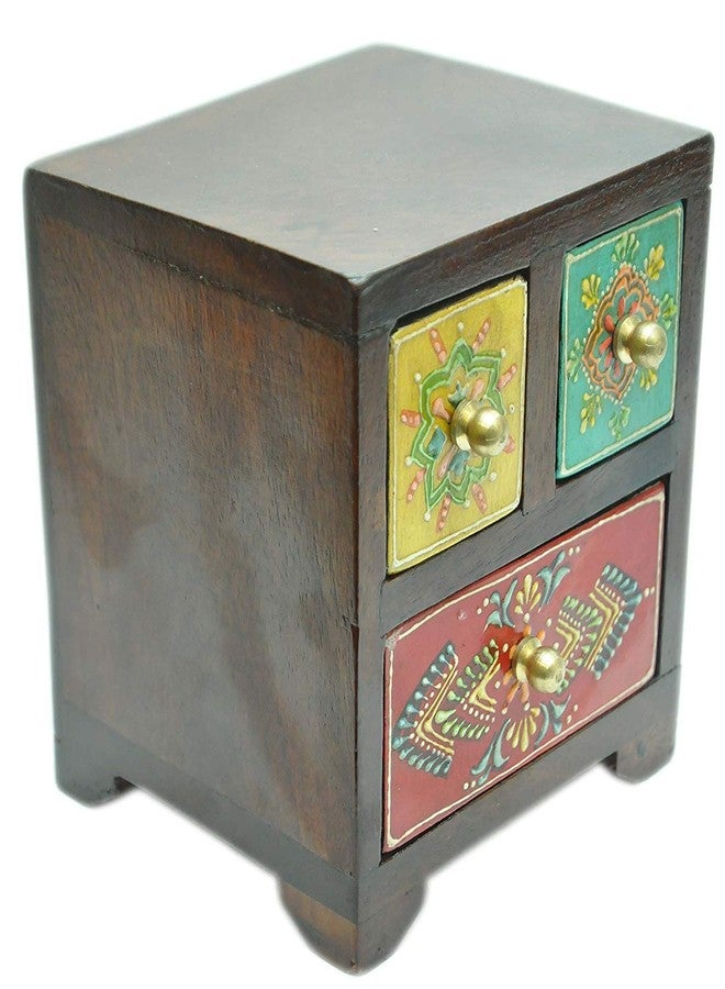 Mohan Jodero Wood Elegant Handpainted Rajasthan Handcrafted Jewellery Box (Multi_14 x 13 x 12.5 cm)