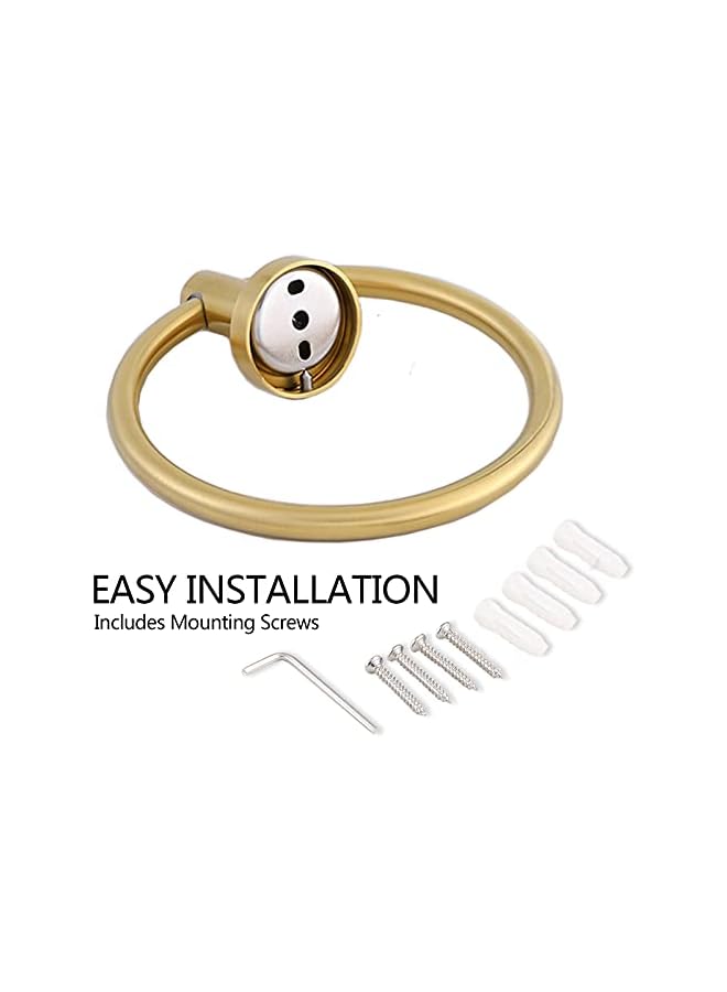 promass 304 Stainless Steel Bathroom Hardware Accessories Set Brushed Gold 2-Piece Set Includes Hand Towel Ring Toilet Paper Holder Wall Mount Heavy Duty Storage Stainless Steel - Image 5