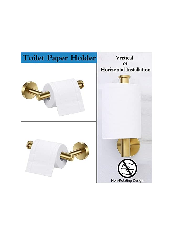 promass 304 Stainless Steel Bathroom Hardware Accessories Set Brushed Gold 2-Piece Set Includes Hand Towel Ring Toilet Paper Holder Wall Mount Heavy Duty Storage Stainless Steel - Image 4