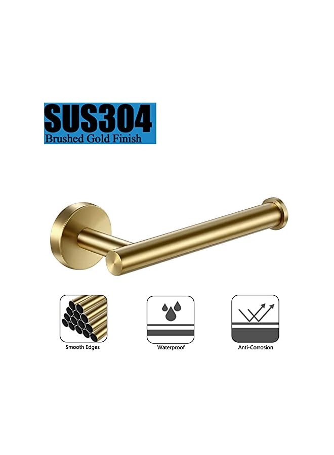 promass 304 Stainless Steel Bathroom Hardware Accessories Set Brushed Gold 2-Piece Set Includes Hand Towel Ring Toilet Paper Holder Wall Mount Heavy Duty Storage Stainless Steel - Image 2