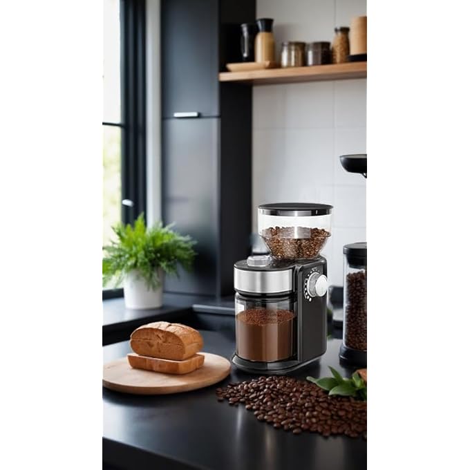 Honwor Electric Burr Mill Coffee Grinder 18 Precise Grind Settings For Espresso Drip French Press  Adjustable  Stylish Black Design - Image 3