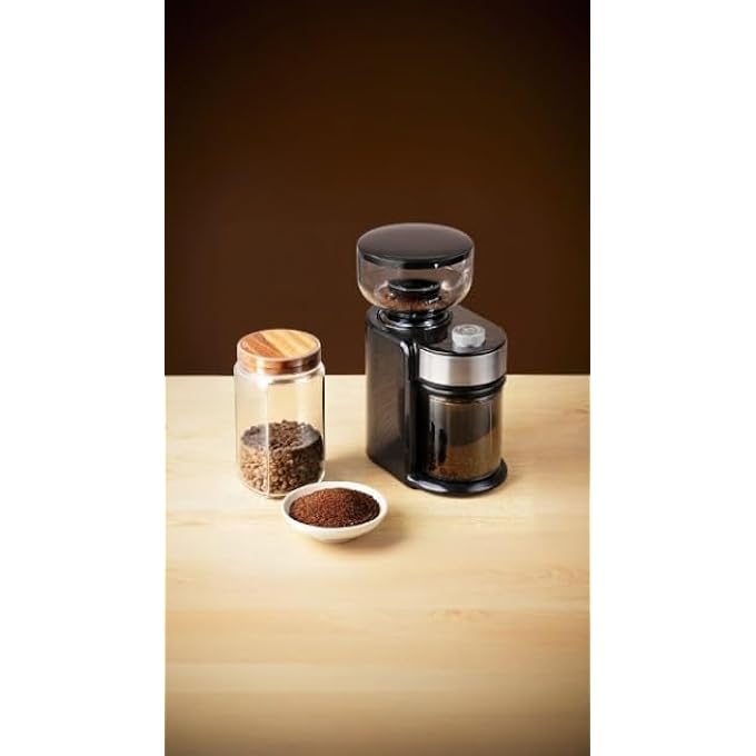 Honwor Electric Burr Mill Coffee Grinder 18 Precise Grind Settings For Espresso Drip French Press  Adjustable  Stylish Black Design - Image 4