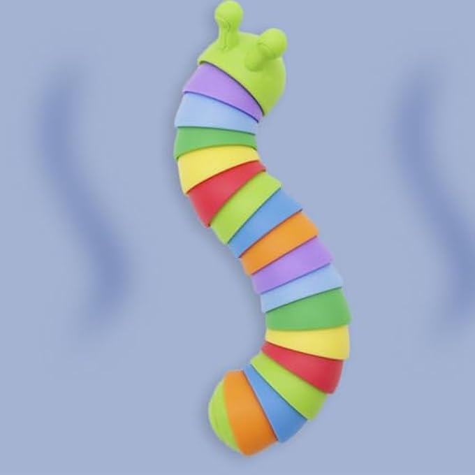 Srliya Decompression Caterpillar Toy, Rainbow Caterpillar Fidget Toy, Small Snail Fidget Toy for Nursery Children's Room, Home Office, Material - Image 5