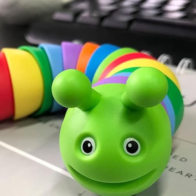 Srliya Decompression Caterpillar Toy, Rainbow Caterpillar Fidget Toy, Small Snail Fidget Toy for Nursery Children's Room, Home Office, Material - Image 4
