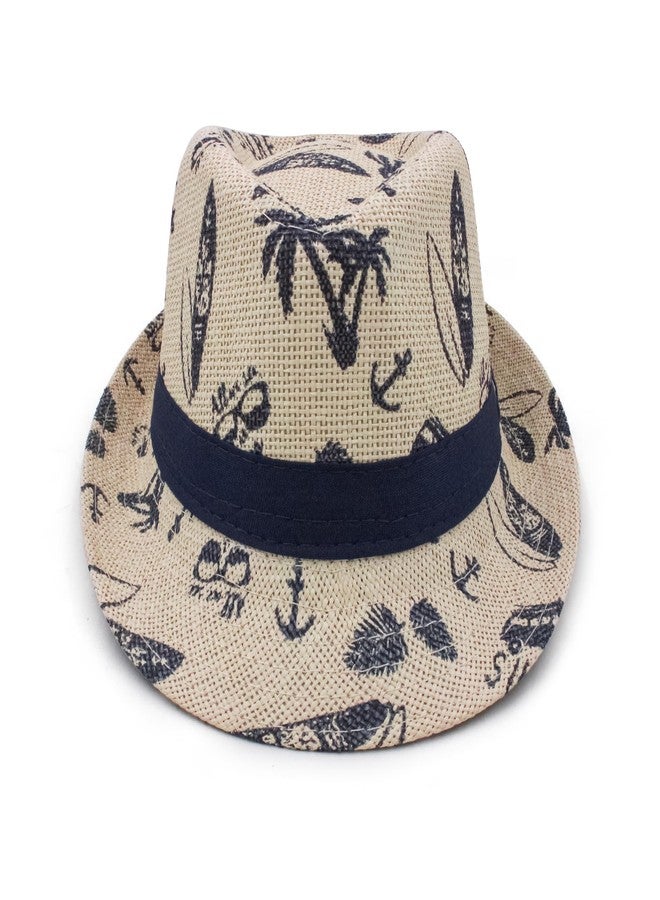 VRITRAZ Printed Breathable Kids Hat for Boys and Girls, Summer Sun Protection (6 to 14 Years, Beige) - Image 1