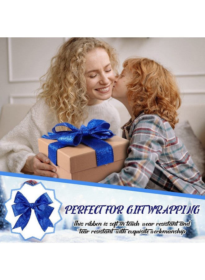 چوينت شريطان من Juinte بطول 20 ياردة من شريط سلكي لامع لشجرة عيد الميلاد، شريط معدني سميك، تغليف الهدايا، ديكور شجرة لإكليل الزهور، حفلات DIY، ديكورات يدوية (1.5 بوصة، أزرق) - Image 5