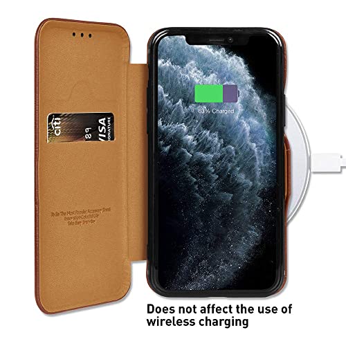 PULOKA for iPhone 13 Pro Max - Sleek Flip Case - Premium Vegan Leather Phone Cover with Card Slot - Slim, Durable, Privacy Protection - Kickstand Function - Elegant Flip Wallet Cases for Apple - BROWN - Image 5
