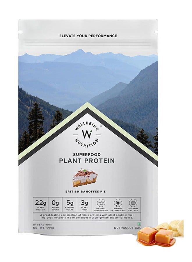 Wellbeing Nutrition Organic Vegan Plant Protein Isolate Powder British Banoffee Pie 500gm