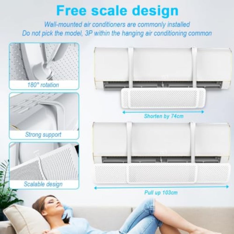 AC Air Flow Deflector, Adjustable AC air Deflector Suitable for Split air conditioners, Anti-Blast/Anti-Direct Baffle Windshield for Home, Mini-Split - Image 2