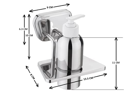 FORTUNE Wall Mounted Stainless Steel Liquid Soap Dispenser Holder Lotion Shampoo Sanitizer Dispenser for washbasin Bathroom with Chrome Finish Bathroom Accessories Rectangle Pack of 1 - Image 5