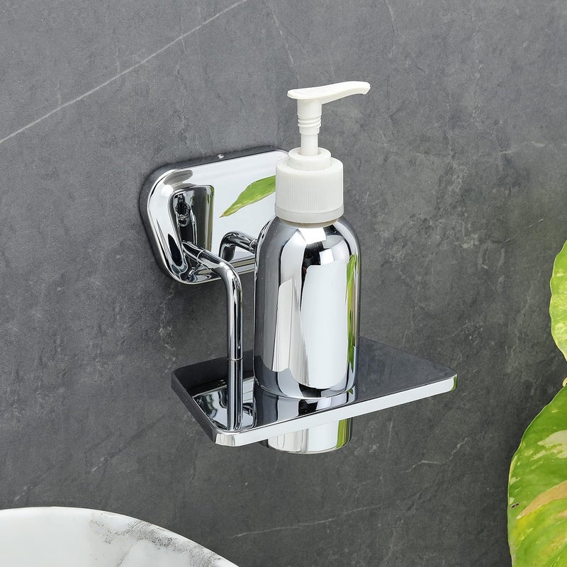 FORTUNE Wall Mounted Stainless Steel Liquid Soap Dispenser Holder Lotion Shampoo Sanitizer Dispenser for washbasin Bathroom with Chrome Finish Bathroom Accessories Rectangle Pack of 1 - Image 2