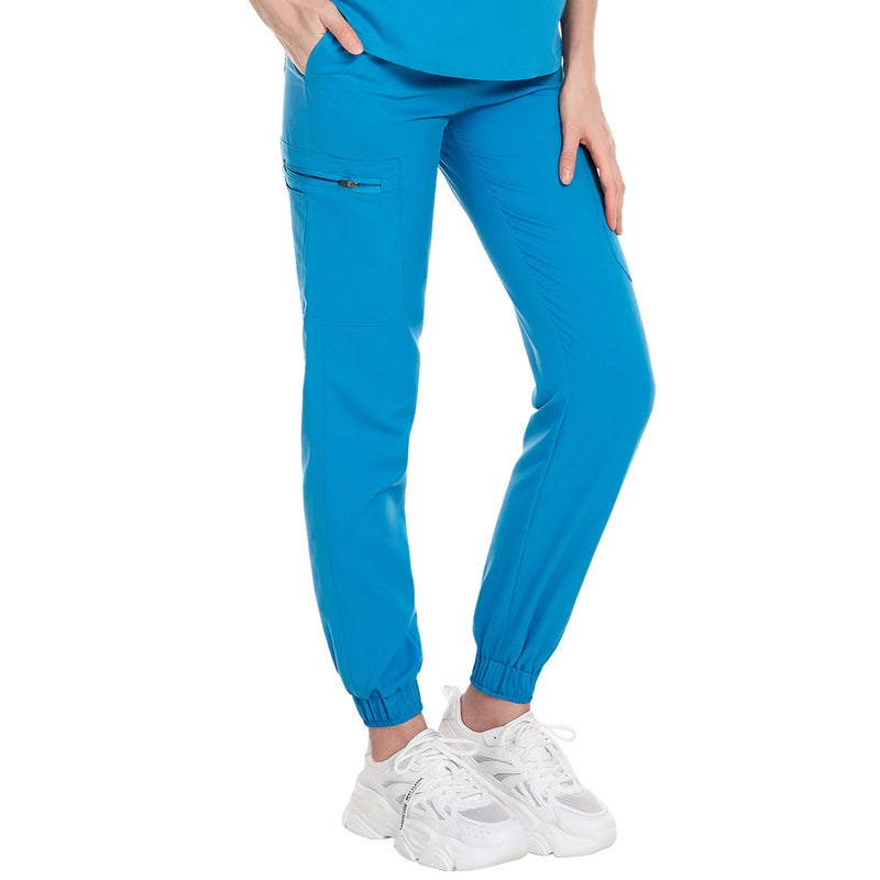 Summer Elastic Waist Nurse Trousers 1102008-Light Blue  - Image 3