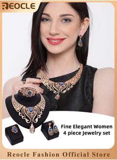 4 Pieces Women's jewelry set Necklace Earrings Bracelet Ring Bridal Wedding Party Costume Elegant Jewelry Sets for Brides Women