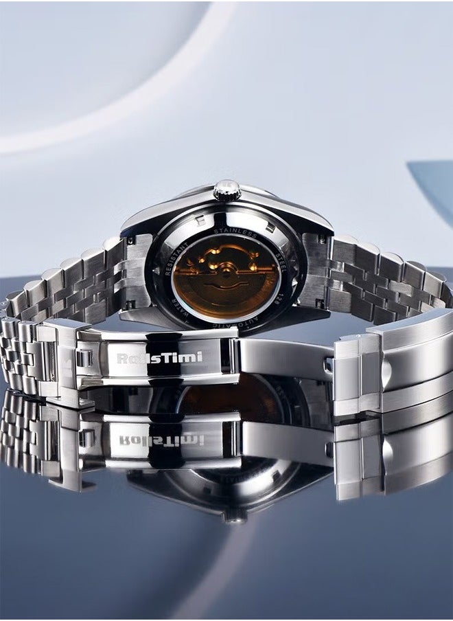 RollsTimi  - Men's Automatic Mechanical Watches, Stainless Steel 39MM Dial, Arabic Numerals Dial, Automatic Date, Sports Waterproof, Steel Belt - Image 1
