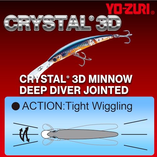 Yo-Zuri Crystal 3D Minnow Deep Diver Jointed Lure, Fluorescent Pink, 5-1/4-Inch - Image 3