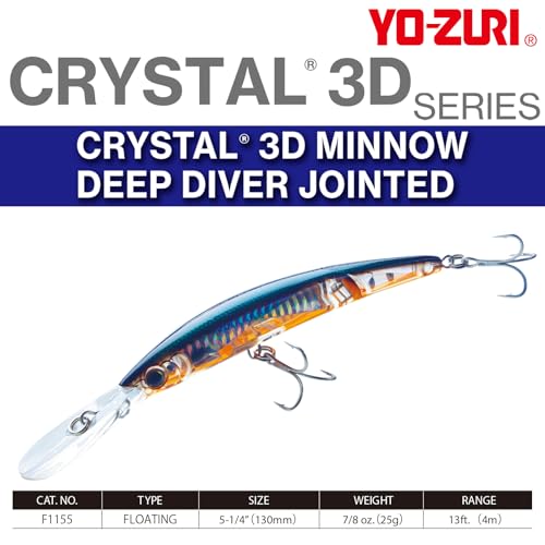 Yo-Zuri Crystal 3D Minnow Deep Diver Jointed Lure, Fluorescent Pink, 5-1/4-Inch - Image 2