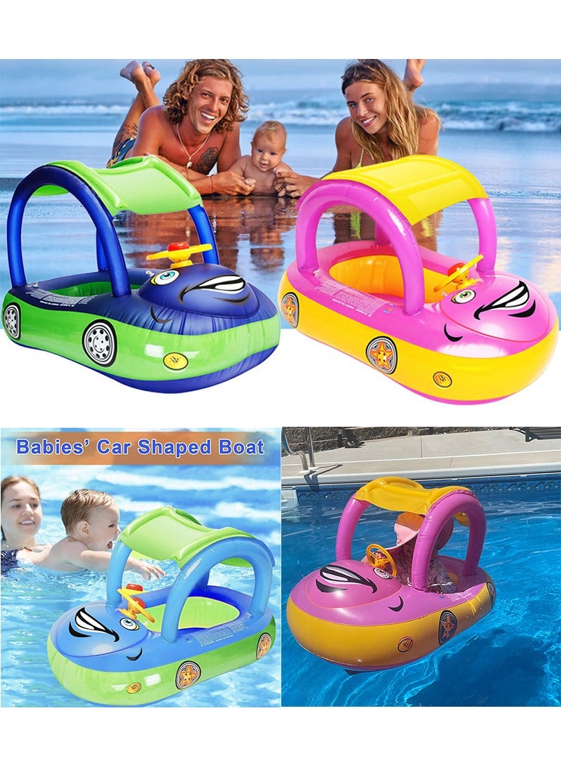TAPIT Baby Swimming Float Inflatable, Baby Pool Float with Sun Canopy, Safty Seat Swim Ring for Infant Swim Float Rings Swimming Pool Floaties for Toddler Age of 6-36 Months (Light Blue-Car Shaped) - Image 2