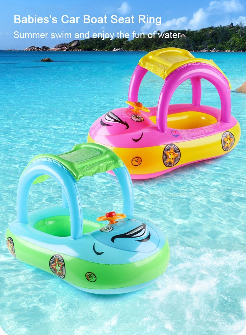 TAPIT Baby Swimming Float Inflatable, Baby Pool Float with Sun Canopy, Safty Seat Swim Ring for Infant Swim Float Rings Swimming Pool Floaties for Toddler Age of 6-36 Months (Light Blue-Car Shaped) - Image 3