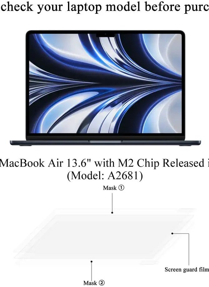 Anti Glare Screen Protector Compatible with MacBook Air 13.6 inch 2025 M4 Chip A3240/2024 M3 Chip A3113 /2022 M2 A2681,  Anti Fingerprint Anti Scratch Screen Filter Film