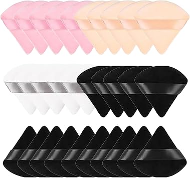 YSFVNP 30 Triangle Powder Puffs Reusable with Strap Wet Dry DualUse Face Make Up Cosmetics Cleansing Beauty - Image 1