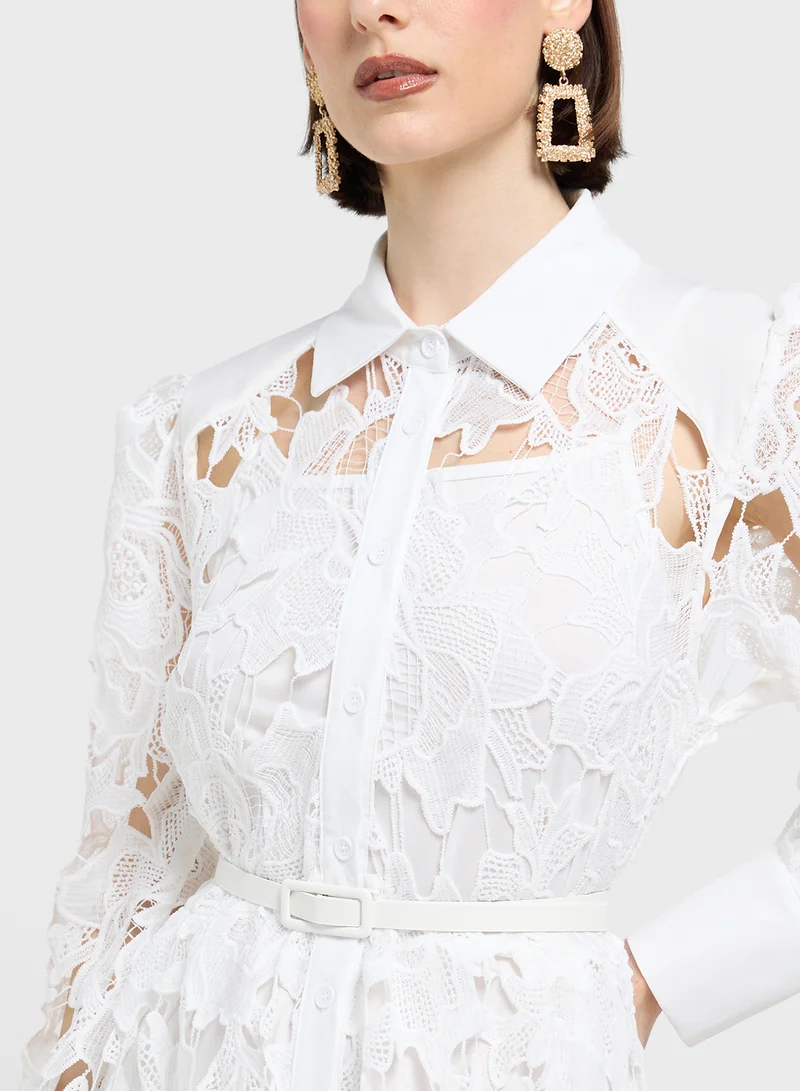 ELLA Lace Shirtdress Midi Dress