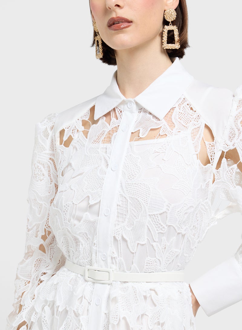 ايلا فستان قميص ميدي برباط - Image 3