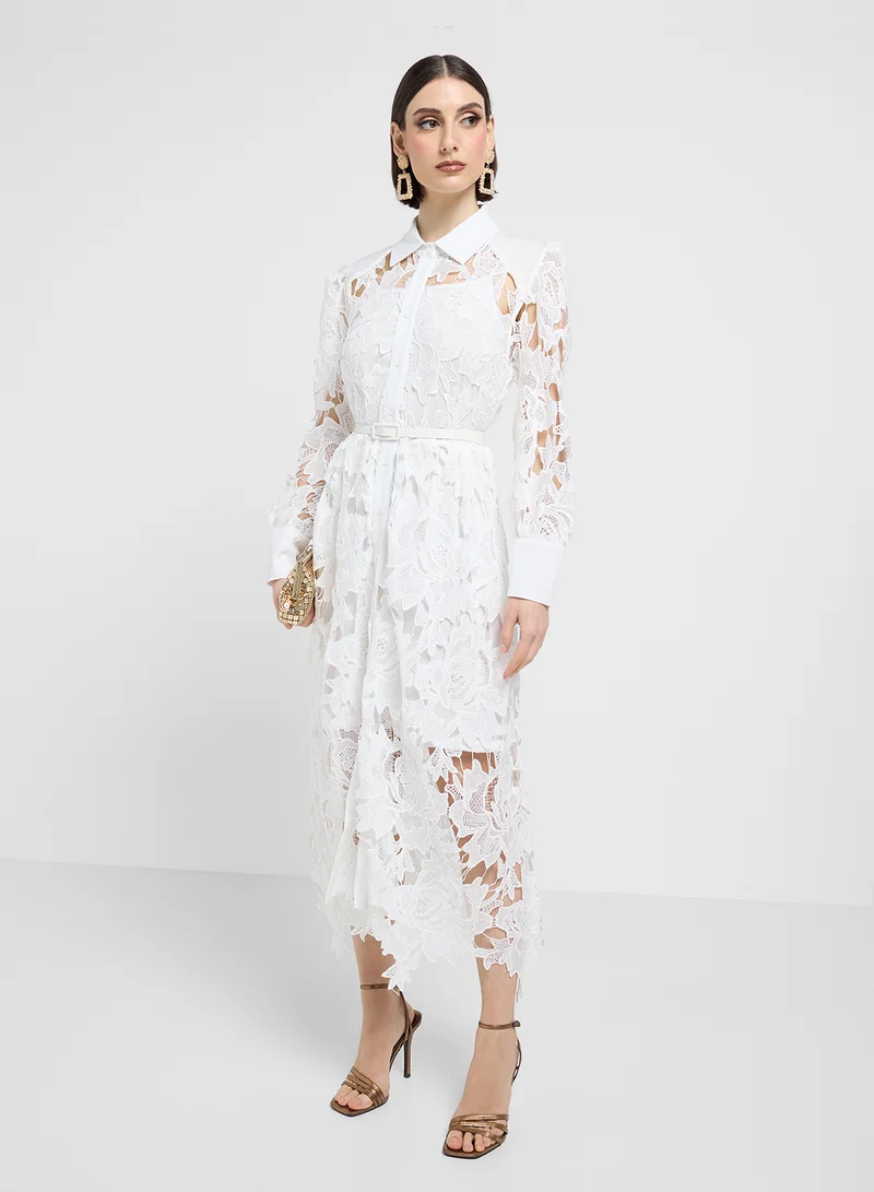 ELLA Lace Shirtdress Midi Dress
