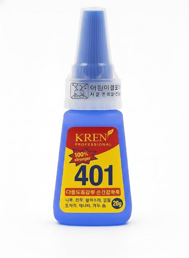 Kreni Nail Glue - Super Glue Stronger For Artificial Or Fake Nails,Nail Art 20g - Bottle 401 Rapid Fix Handmade Adhesive Quick Dry (clear, pack of 1) - Image 1