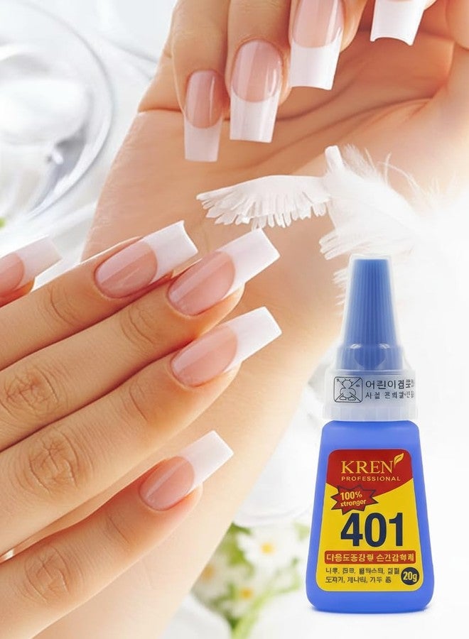 Kreni Nail Glue - Super Glue Stronger For Artificial Or Fake Nails,Nail Art 20g - Bottle 401 Rapid Fix Handmade Adhesive Quick Dry (clear, pack of 1) - Image 2