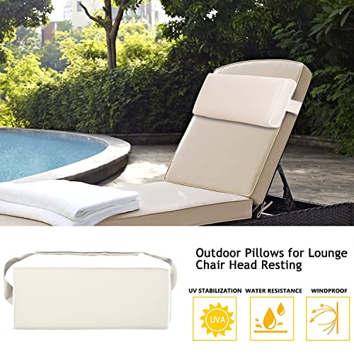 Enipate Outdoor Chaise Lounge Head Pillow, Pack of 2 Water Resistant Headrest Pillows with Elastic Band for Pool Patio Chairs - Image 2