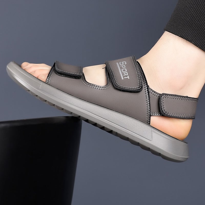 Sandals For Summer Outer Wear, Driving, Non-Slip Velcro Sports Men'S Outdoor Leisure Soft-Soled Wading Beach Shoes - Image 4