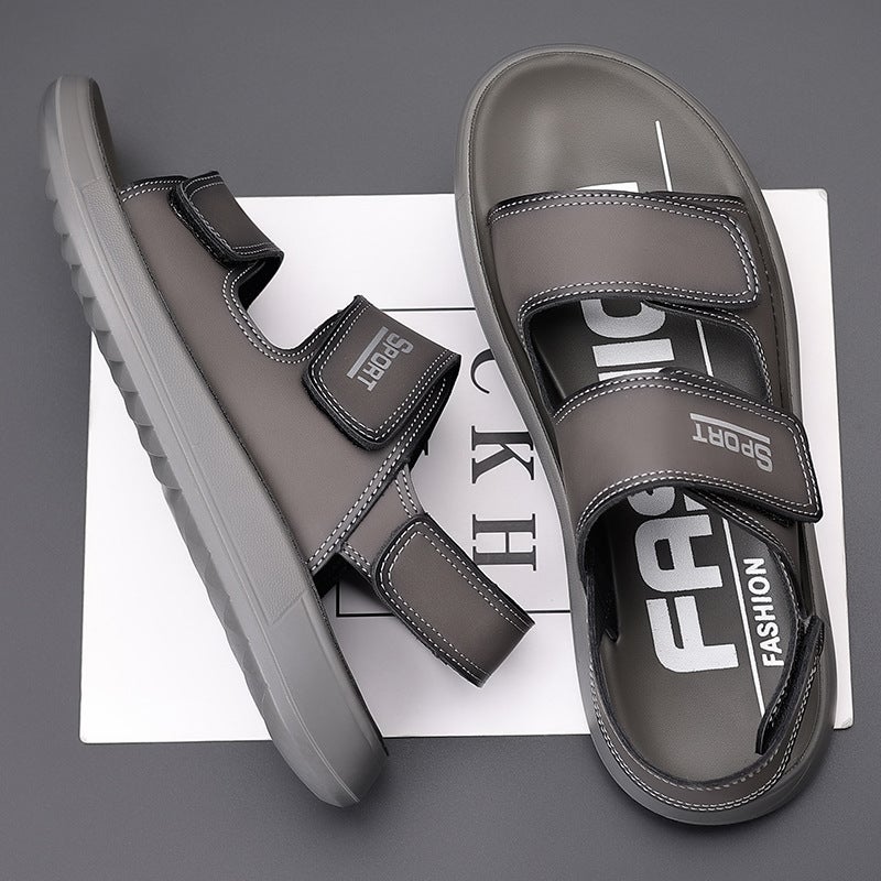 Sandals For Summer Outer Wear, Driving, Non-Slip Velcro Sports Men'S Outdoor Leisure Soft-Soled Wading Beach Shoes - Image 1