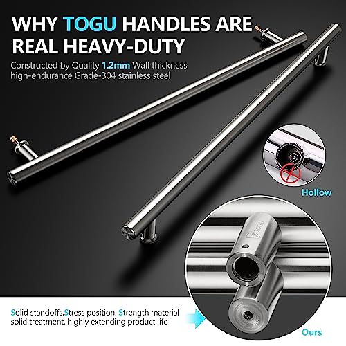 TOGU TG-6012 600MM / 24 inches Solid Standoffs Heavy-Duty SUS 304 Stainless Steel Push Pull Door Handle/Barn Door Pull Handle/Ladder Pulls, Satin Nickel Finish - Image 4