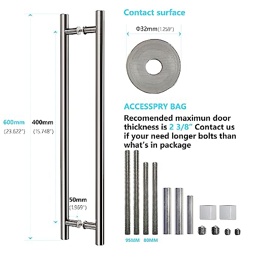 TOGU TG-6012 600MM / 24 inches Solid Standoffs Heavy-Duty SUS 304 Stainless Steel Push Pull Door Handle/Barn Door Pull Handle/Ladder Pulls, Satin Nickel Finish - Image 2