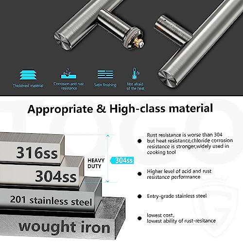 TOGU TG-6012 600MM / 24 inches Solid Standoffs Heavy-Duty SUS 304 Stainless Steel Push Pull Door Handle/Barn Door Pull Handle/Ladder Pulls, Satin Nickel Finish - Image 5