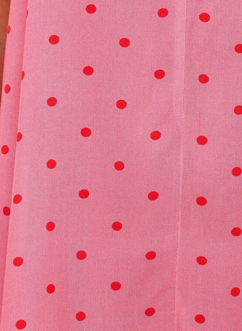 trendyol Pink Polka Dot Frilly Rope Strap Viscose Woven Jumpsuit Thmss21Tu0140 - Image 4