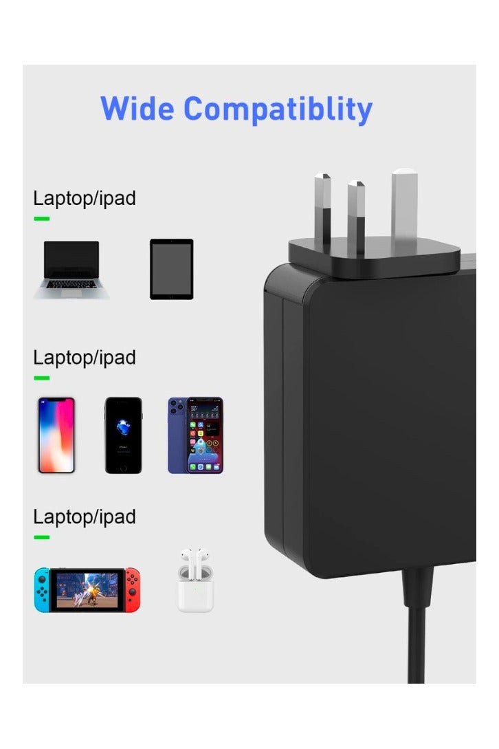 Chase Up 65W 45W USB C Power Adapter, Type C PD Laptop Charger Power Supply Adapter Cord for MacBook/Pro/Air, Switch, Samsung,ASUS, Acer, Dell, HUAWEI, HP and more Type C Devices - Image 3