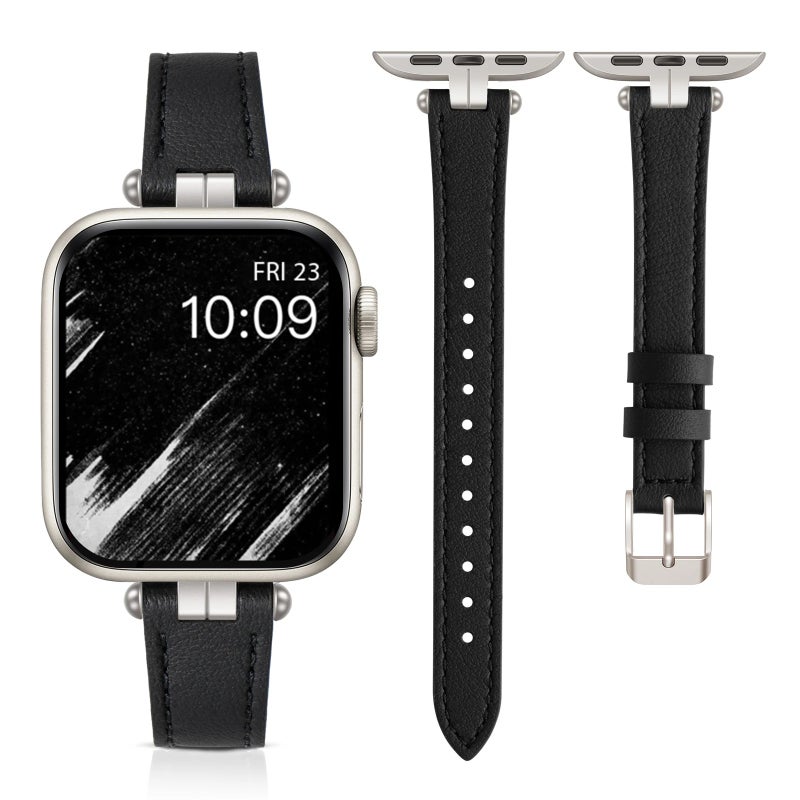 Bluejw Replace the Watch Strap with Genuine Slim Thin Leather Band – Soft Leather Replacement Strap with Dumbbell Design for Comfortable Fit - Image 1
