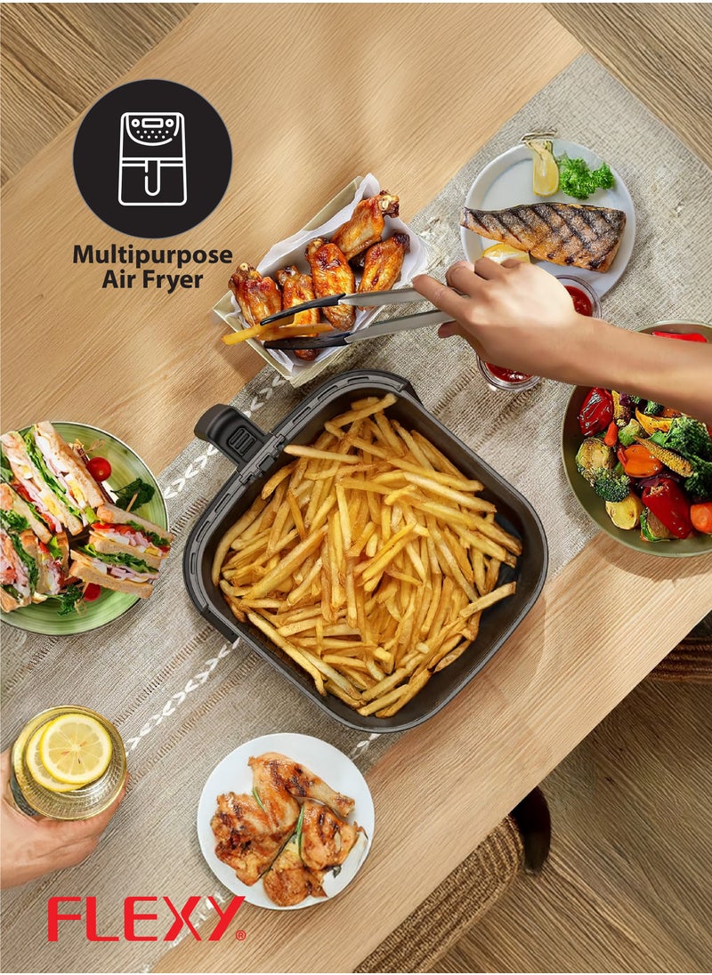 Flexy Digital Air Fryer 4.5L, 360° Heating, One-Click Operation, 1500W, 45L Capacity, Non-Stick Coating, Easy Cleaning, Automatic Shut-Off, Digital Display, 2-Year Warranty.