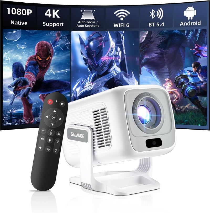Salange Mini 4K Projector for Outdoor Movies,HY260Max بروجكتر Auto Focus,20000LM Brightness,Short Throw,5G WiFi Bluetooth,Native 1080P,Portable Projector 4k Home Cinema,بروجكتر لاسلكي برجكتر - Image 1