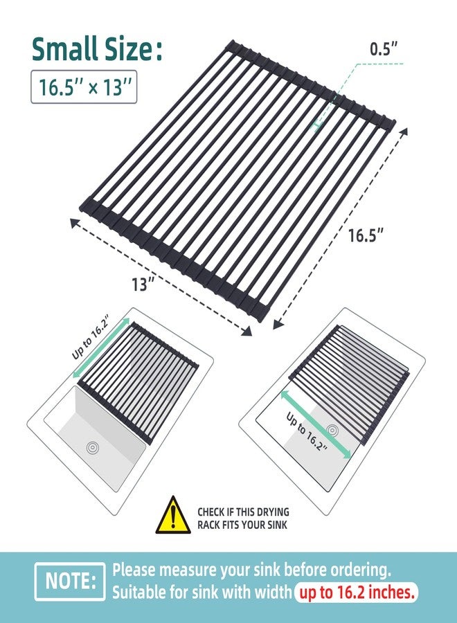 Ohuhu Roll Up Dish Racks, 16.5" L x 13" W Over The Sink Dish Drainer Drying Rack Kitchen Sink Organizer Silicone Wrapped Large in Sink Dish Drying Rack Foldable Rolling Drain Mats Anti-Slip - Image 2