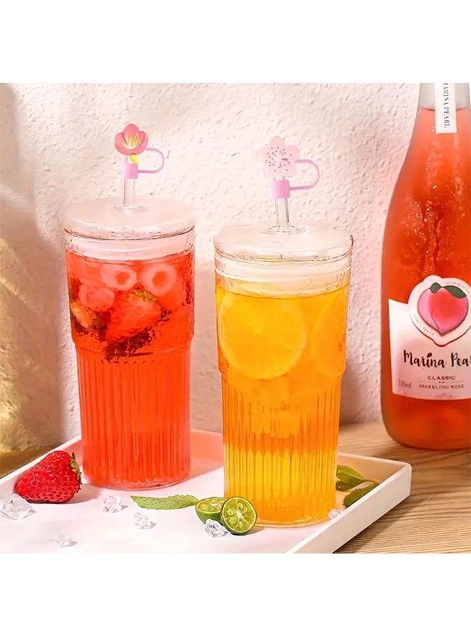 أغطية قش الزهور لأكواب ستانلي حجم 30 و40 أونصة مع مقبض - مجموعة من 4 أغطية سيليكون للقش قابلة لإعادة الاستخدام لحماية قش أكواب ستانلي 10 مم (0.4 بوصة) - Image 5