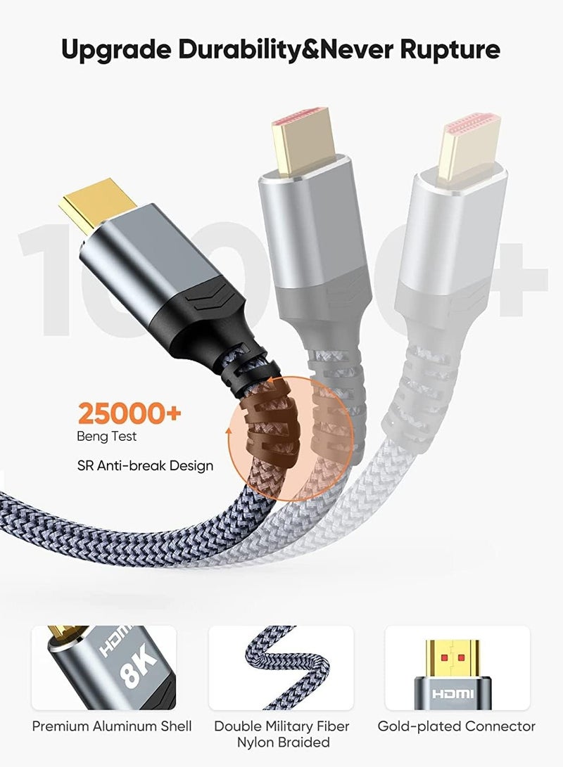 igeekwell HDMI Cable 8K,(2 Meters 2 Pack) HDMI Ultra HD Lead High Speed 48Gbps Ultra HD 8K@60Hz,4K@120Hz,4320P, 2160P, 1080P - Image 5
