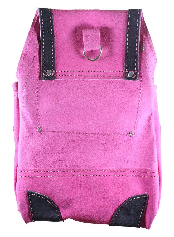 RAVEN Pink Leather Tool Pouch | 9 Pockets & 2 Hammer Holders | 13" (33.02 cm) x 9.5" (24.13 cm) | Ideal for Construction & Roofing Professionals - Image 2