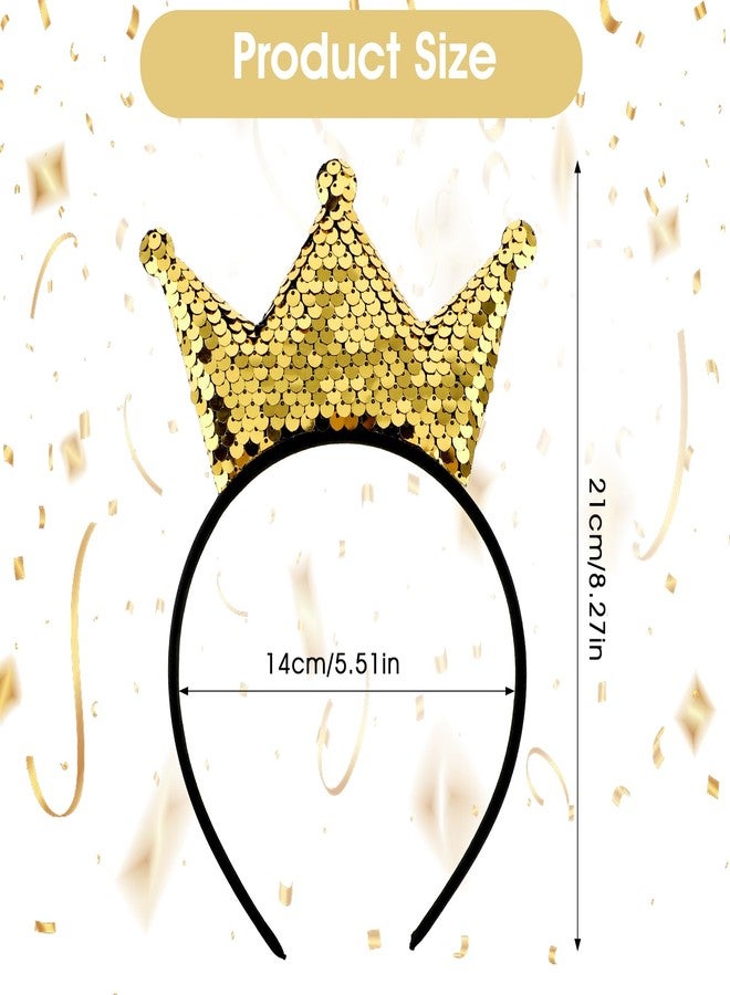 Sibba Sequin Crown Headband 2 Pcs Glitter Crowns Hair Band Gold Hair Hoop Pink Princess Hairbands Cute Clip Hair Styling Accessories Headwear for Women Birthday Party - Image 2